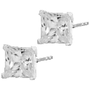 Savvy Cie 14K Solid Gold Post 2.50 TCW And Princess Cut Swarovski Studs Earrings