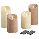 4-Pack: Luminara Flameless Smooth & Glitter Candles