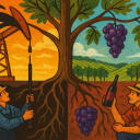 Two branches of the Schlumberger family — one reads the earth for oil, one for grapes. Which underground treasure would you rather strike?