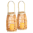 2-Pack: Lark And Meadow 18" Bamboo Lantern with Candle