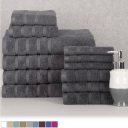Bibb Home 12-Piece Zero Twist Egyptian Cotton Towel Set