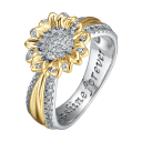 Rachel Glauber Two-Tone 14K Gold Plated Simulated Diamond Nature Inspired Ring