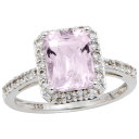 Savvy Cie Sterling Silver Genuine Kunzite & Topaz 3.00 Carat TW Ring