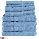 Bibb Home 12-Piece Combed Cotton Towel Set