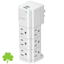 Aduro Surge Swivel Wall Charging Tower with 9 Outlets & Dual USB Ports