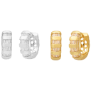Steeltime Tapered Baguette Simulated Diamond Brass Huggie Hoop Earrings Set