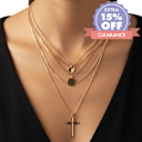 LOREN + OLIVIA Cross Multi Layer Necklace