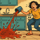 Oh no, you've spilled something sticky on the kitchen floor. What do you do?