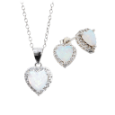 Diamond Muse Heart Shaped Opal & Sterling Silver 2-Piece Set