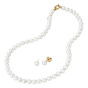 JOIA De Majorca 8mm 18" White Pearl Necklace & Stud Earrings