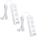 2-Pack: Clear Power 9-Outlet Surge Protector Power Strip with 3 USB Ports