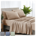 Bibb Home 6-Piece Rayon From Bamboo Chambray 2000 Thread Count SnugGrip Sheets