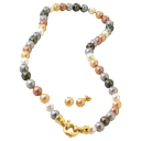 JOIA De Majorca 8mm 18" Multi-Color Pearl Necklace & Stud Earrings