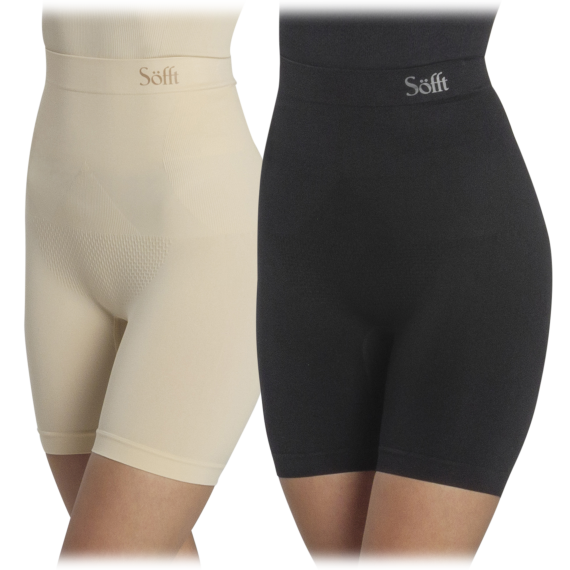 2-Pack: Sofft Compression Mid-Thigh Short (Black, Nude, 2X) - Picture 1 of 8