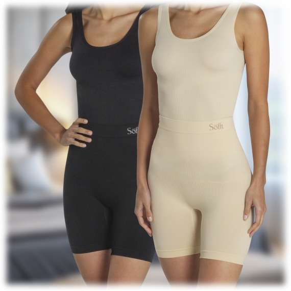 2-Pack: Sofft Compression Mid-Thigh Short (Black, Nude, 2X) - Picture 8 of 8
