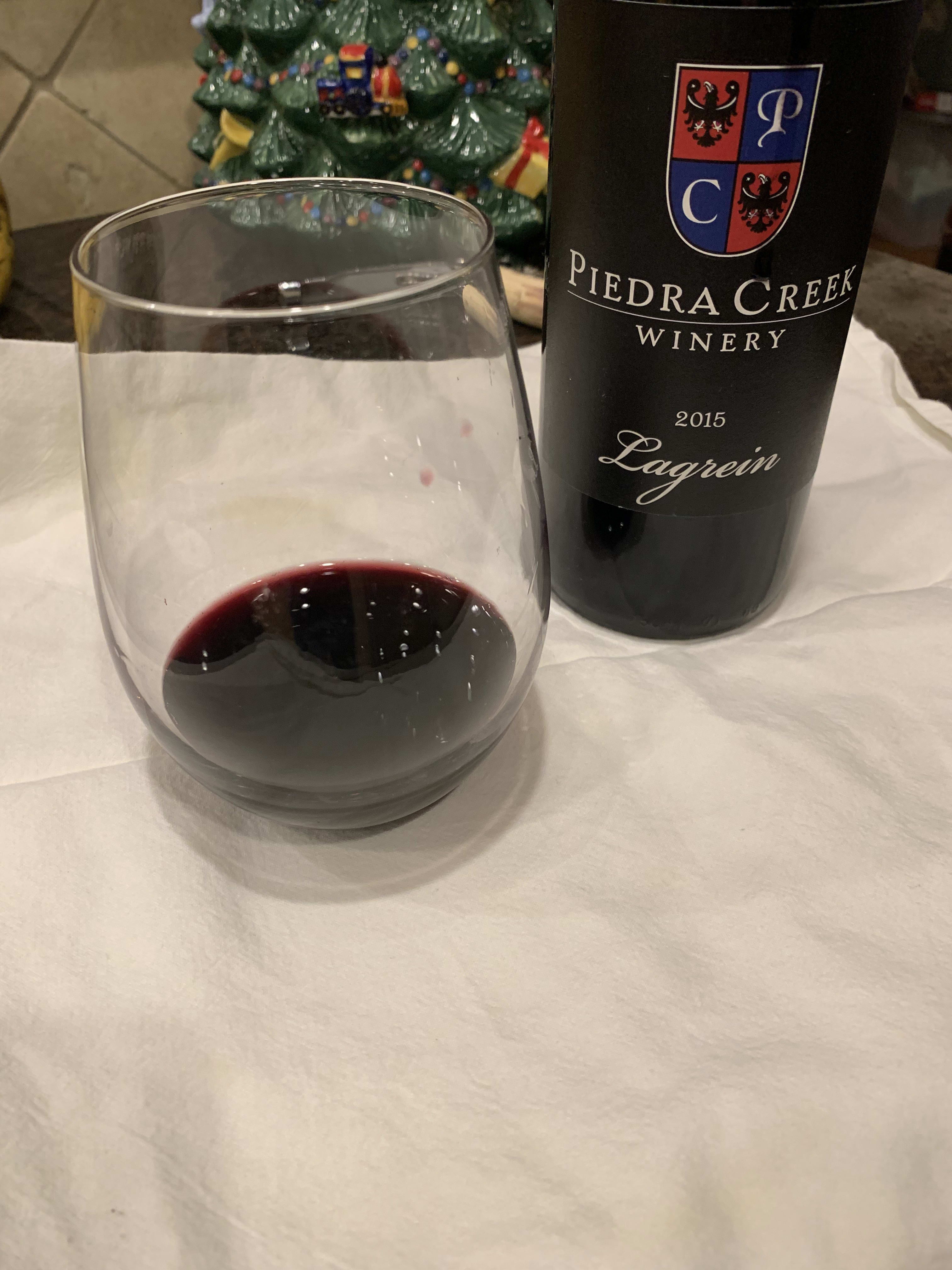 glass of Piedra Creek 2015 Lagrein