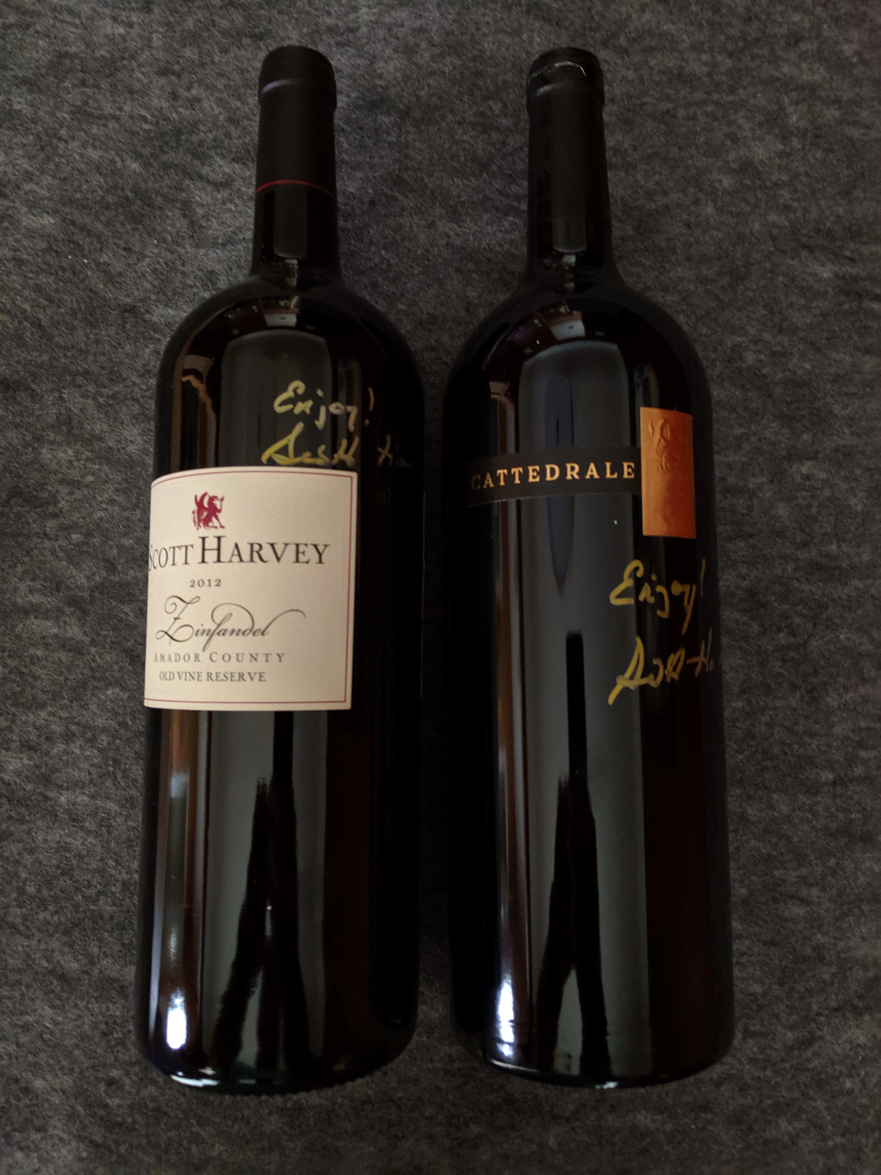 2012 Zin Old Vine Reserve, 2016 Cattedrale Barbera