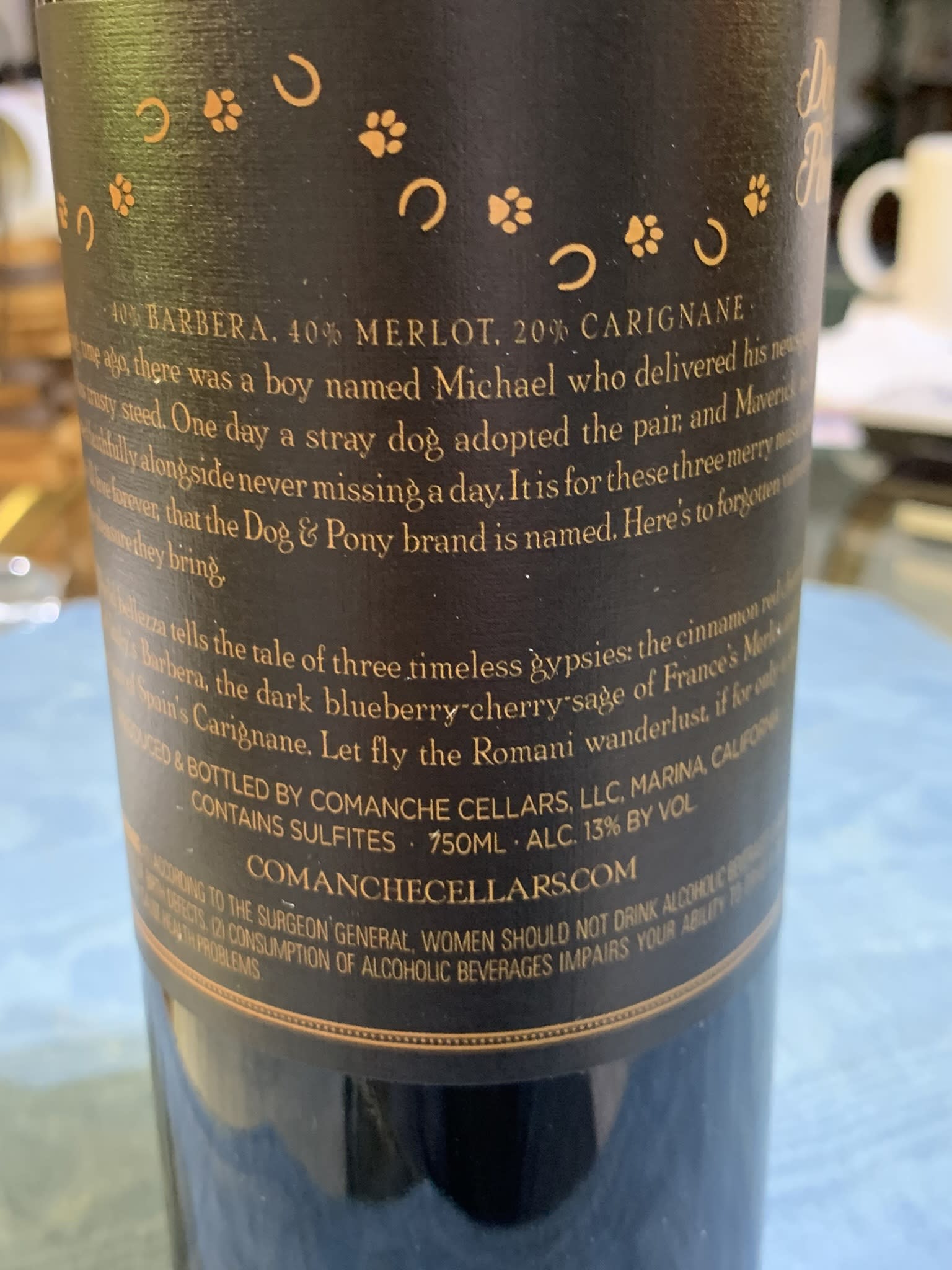 Dog & Pony back label