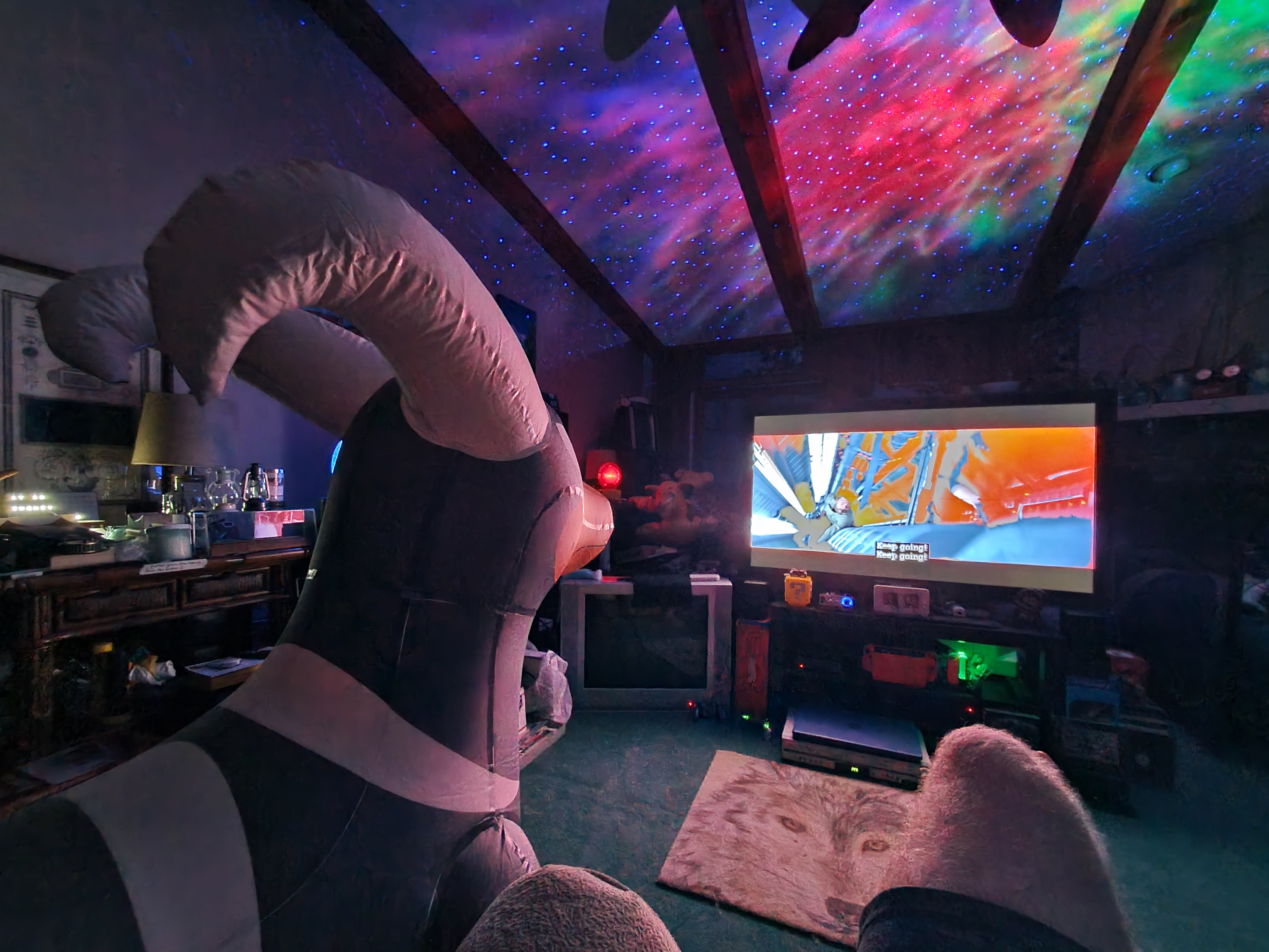 Slick the inflatable Houndoom was watching, too.