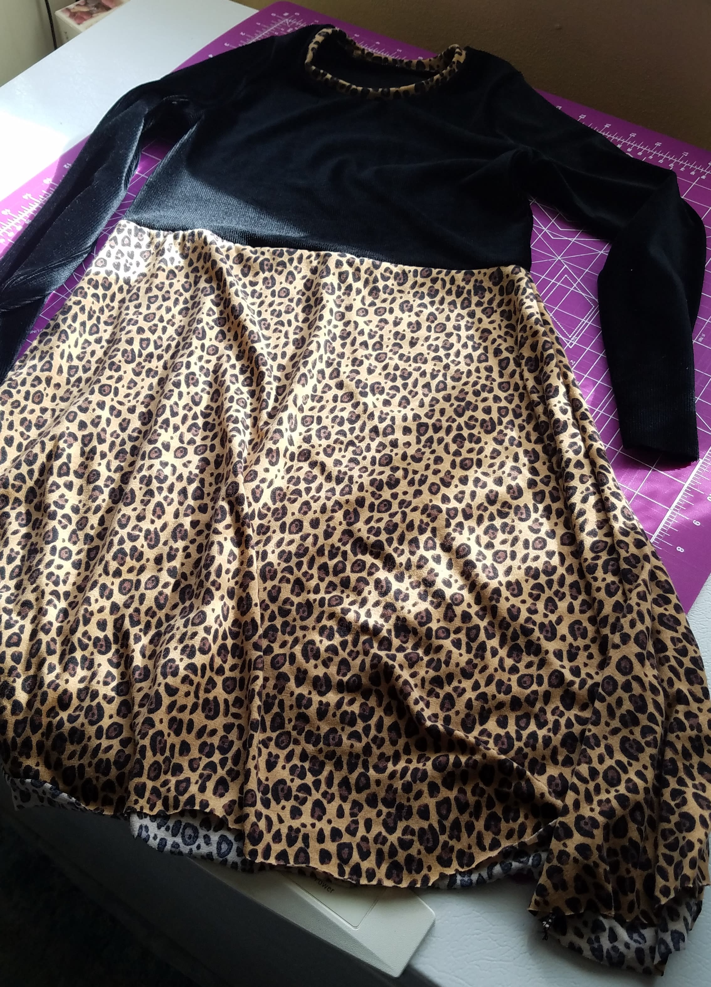 black and leopard print dress