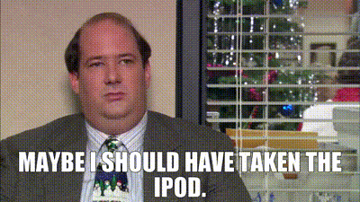 kevin from the office saying maybe I should have taken the iPod after getting a foot massager when he had himself for secret Santa