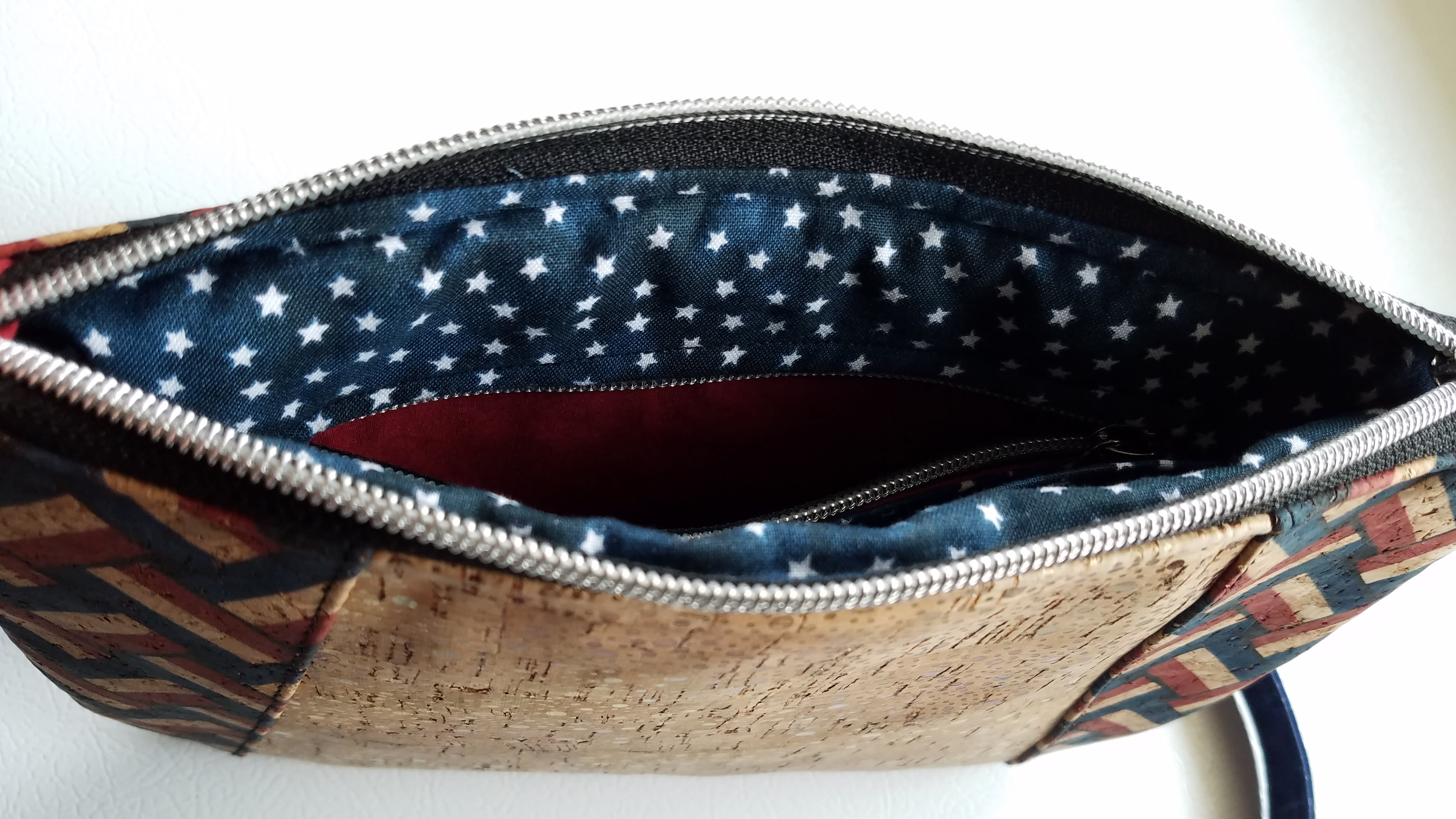patriotic cork purse interior