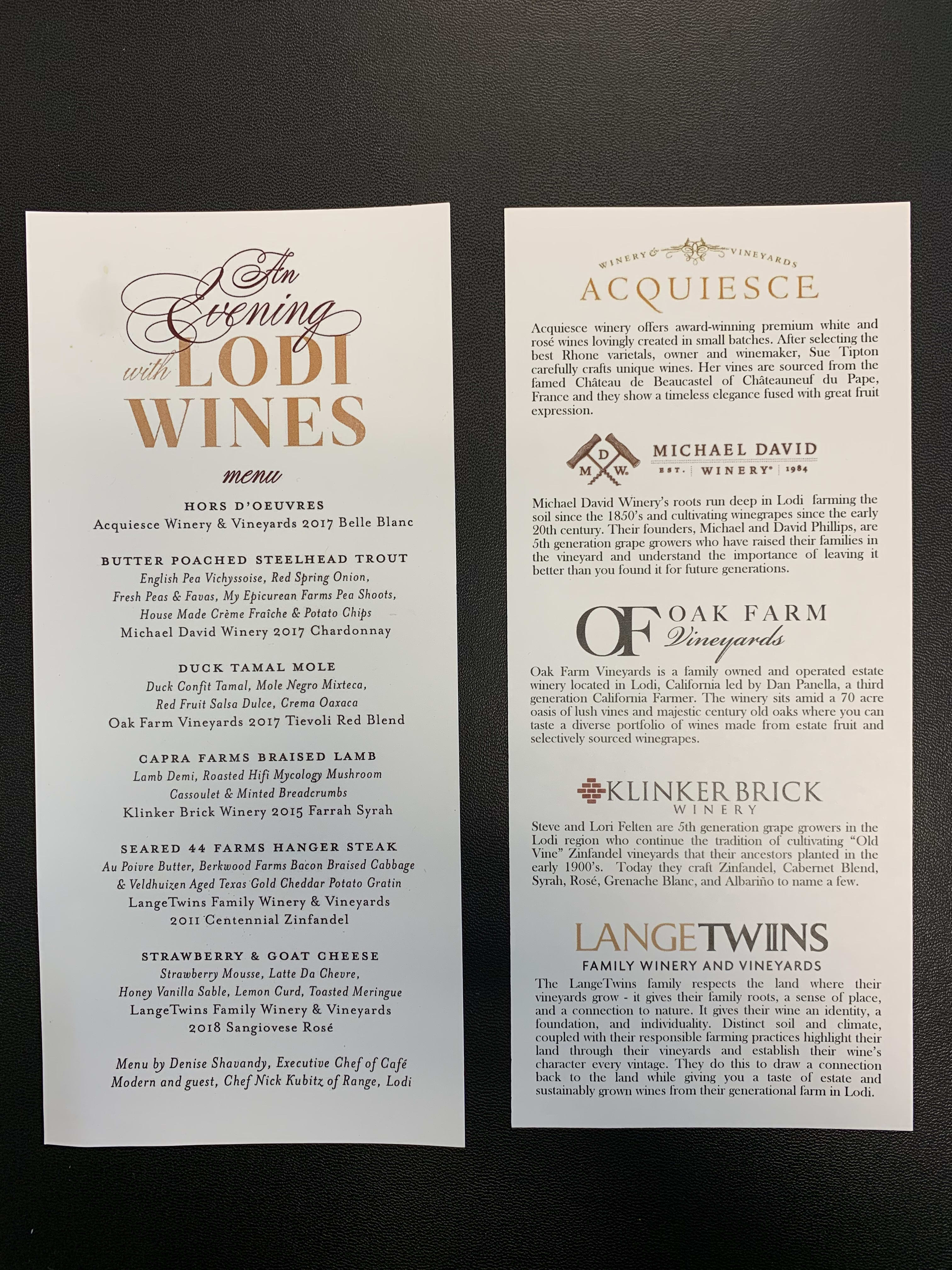 Lodi wine dinner