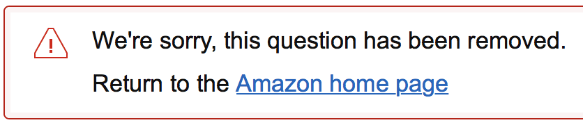 Amazon Question Deleted