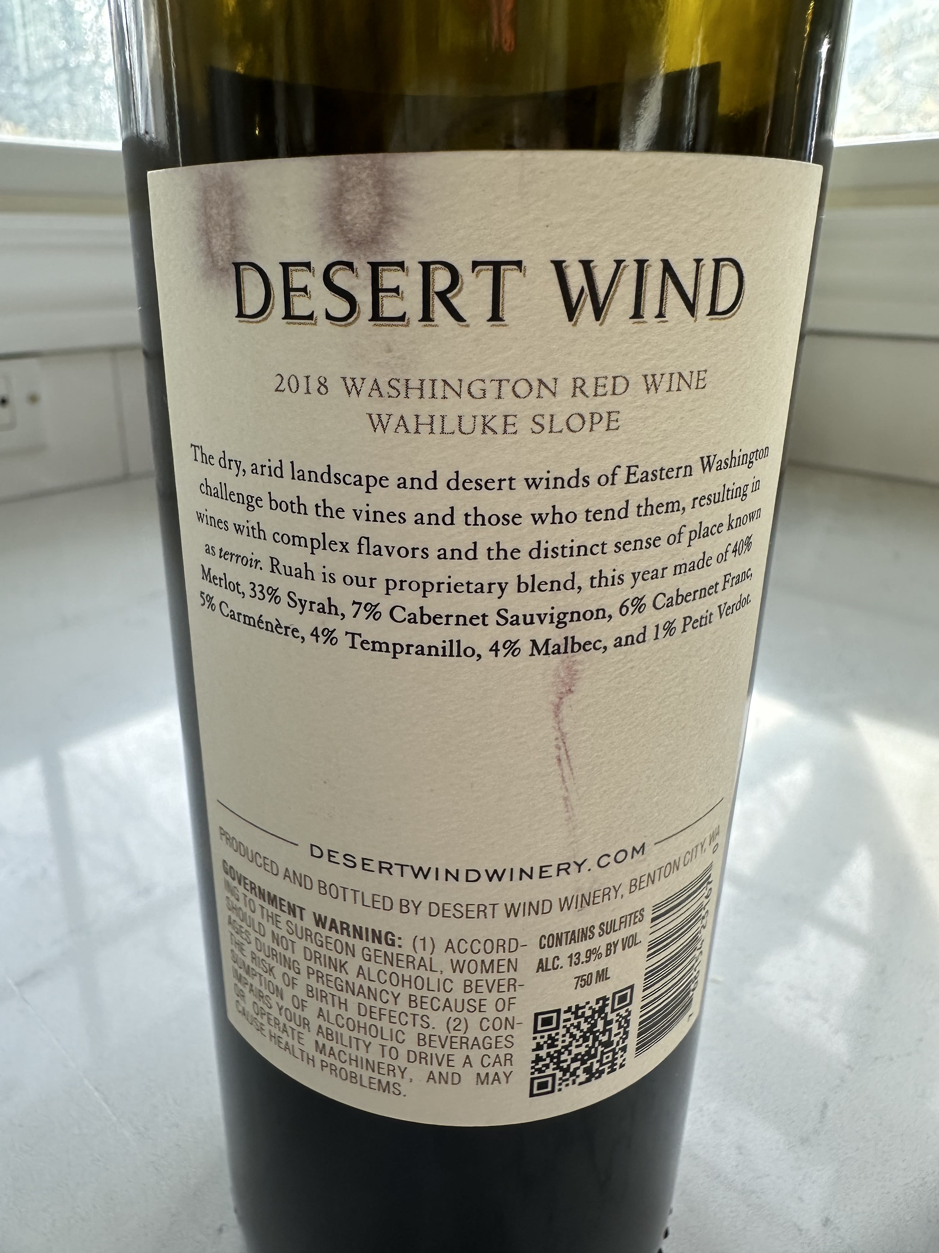 Desert Wind Back Label