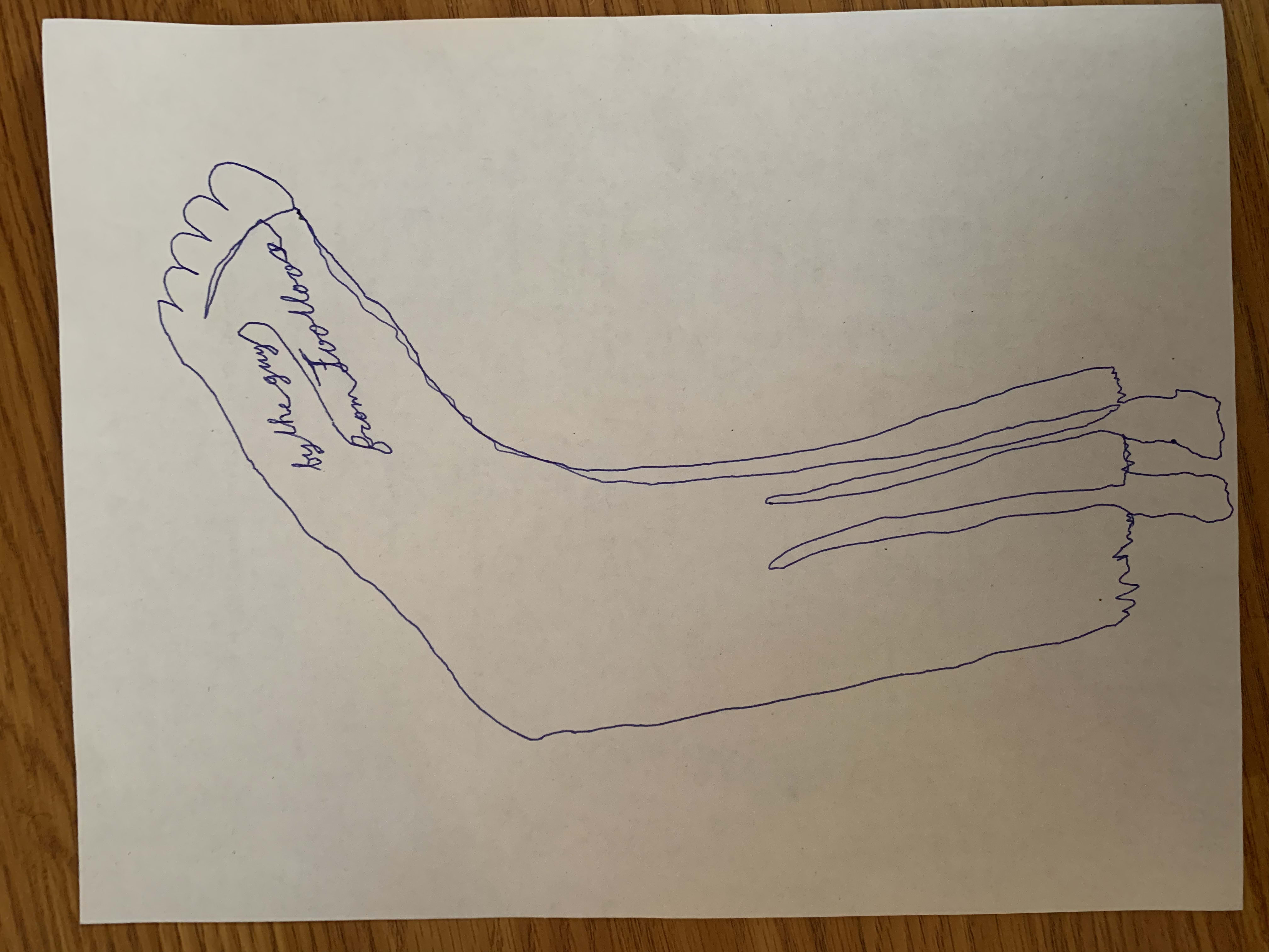 The foot signed "By the Guy from Footloose"