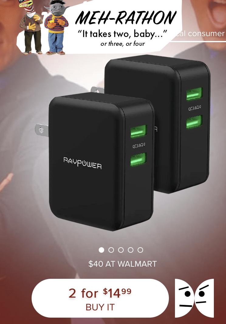 Meh 2 Pack RAVPower Turbo 36W 2 Port Wall Chargers