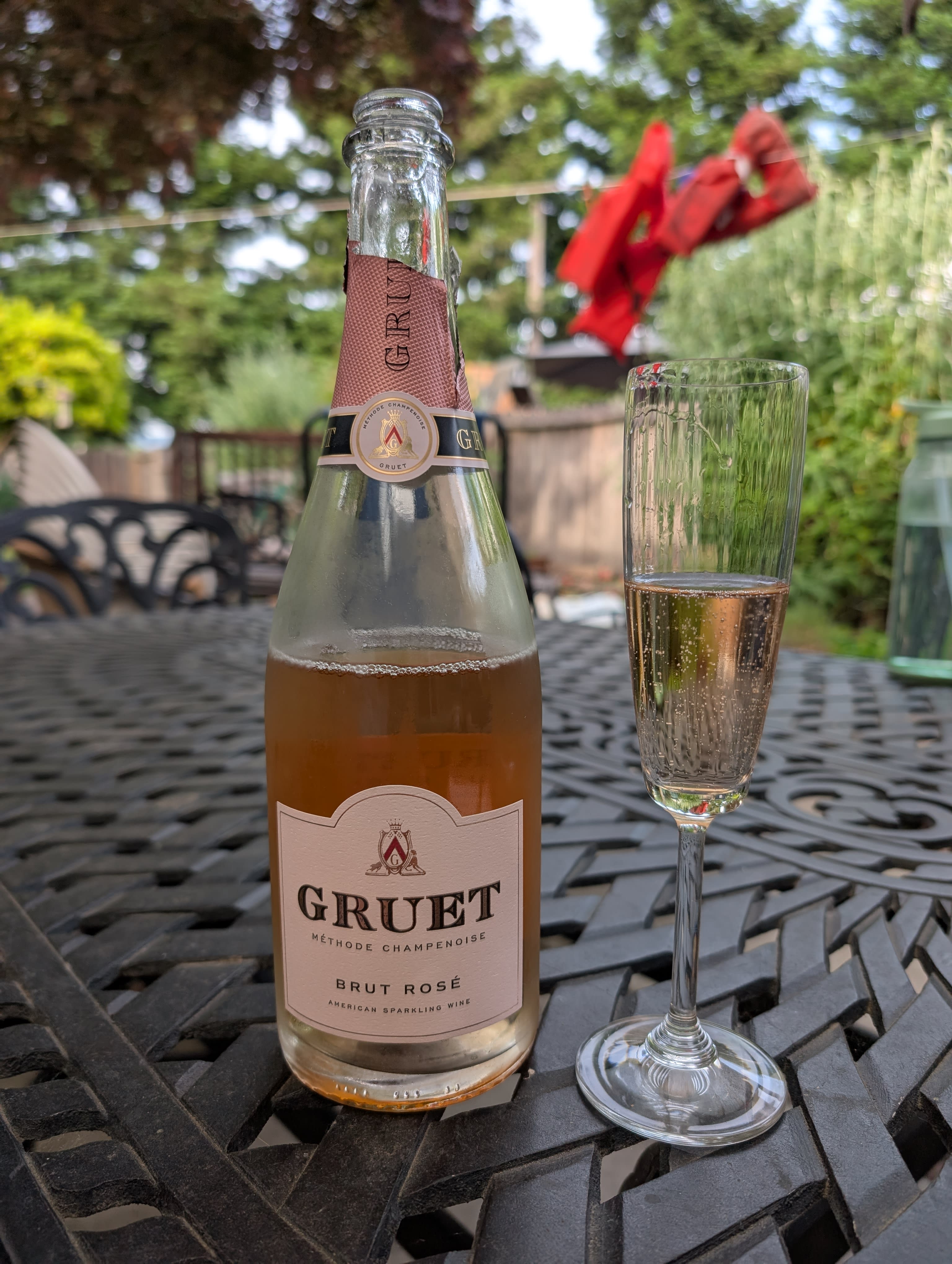 a glass of sparkling rose