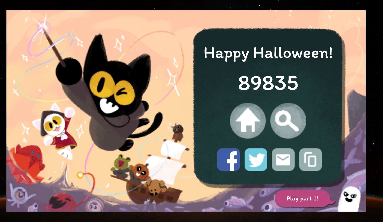 Today's Google Doodle Is A 'Magic Cat Academy' Halloween Game And