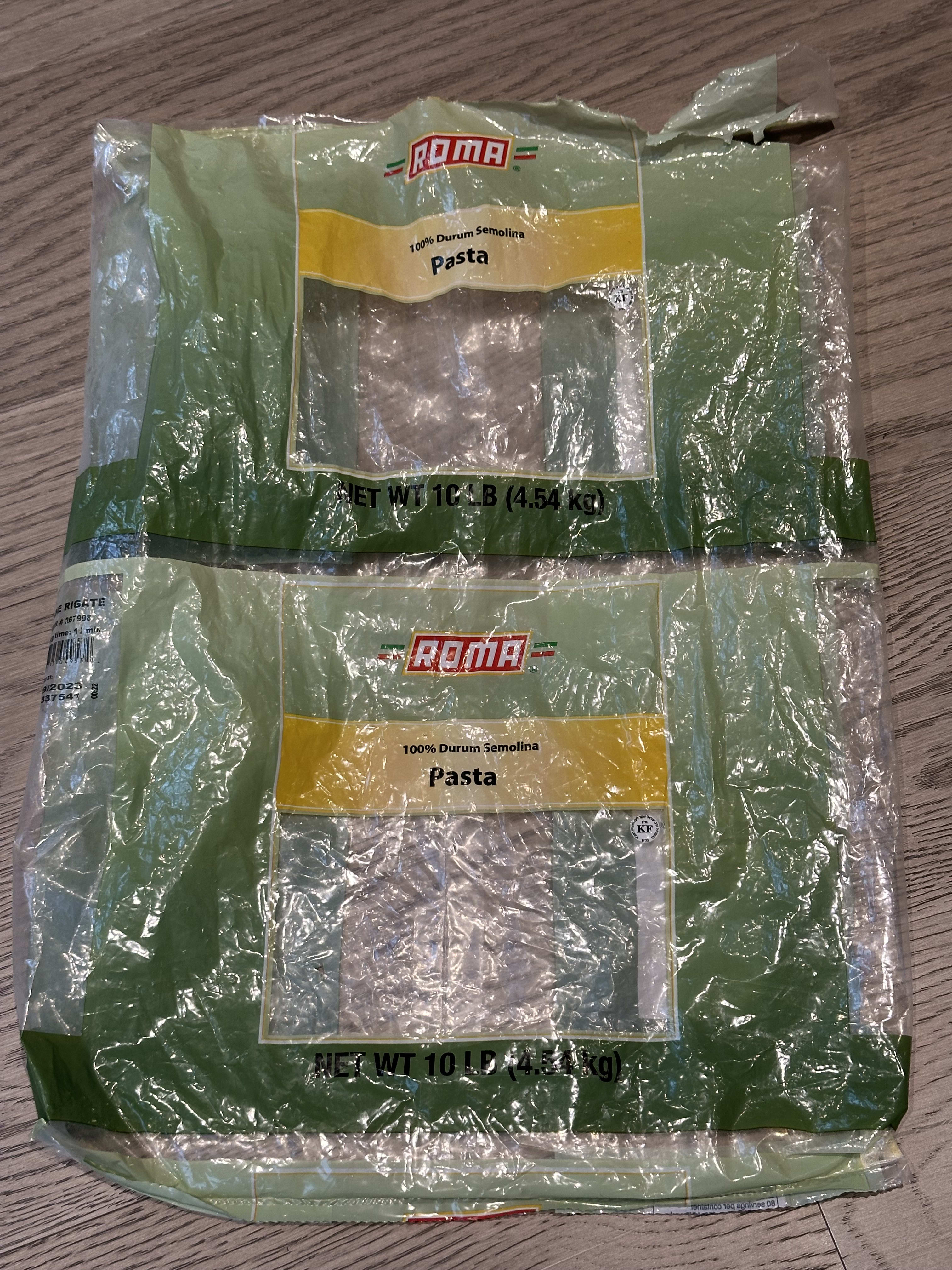 Empty bag of penne rigate