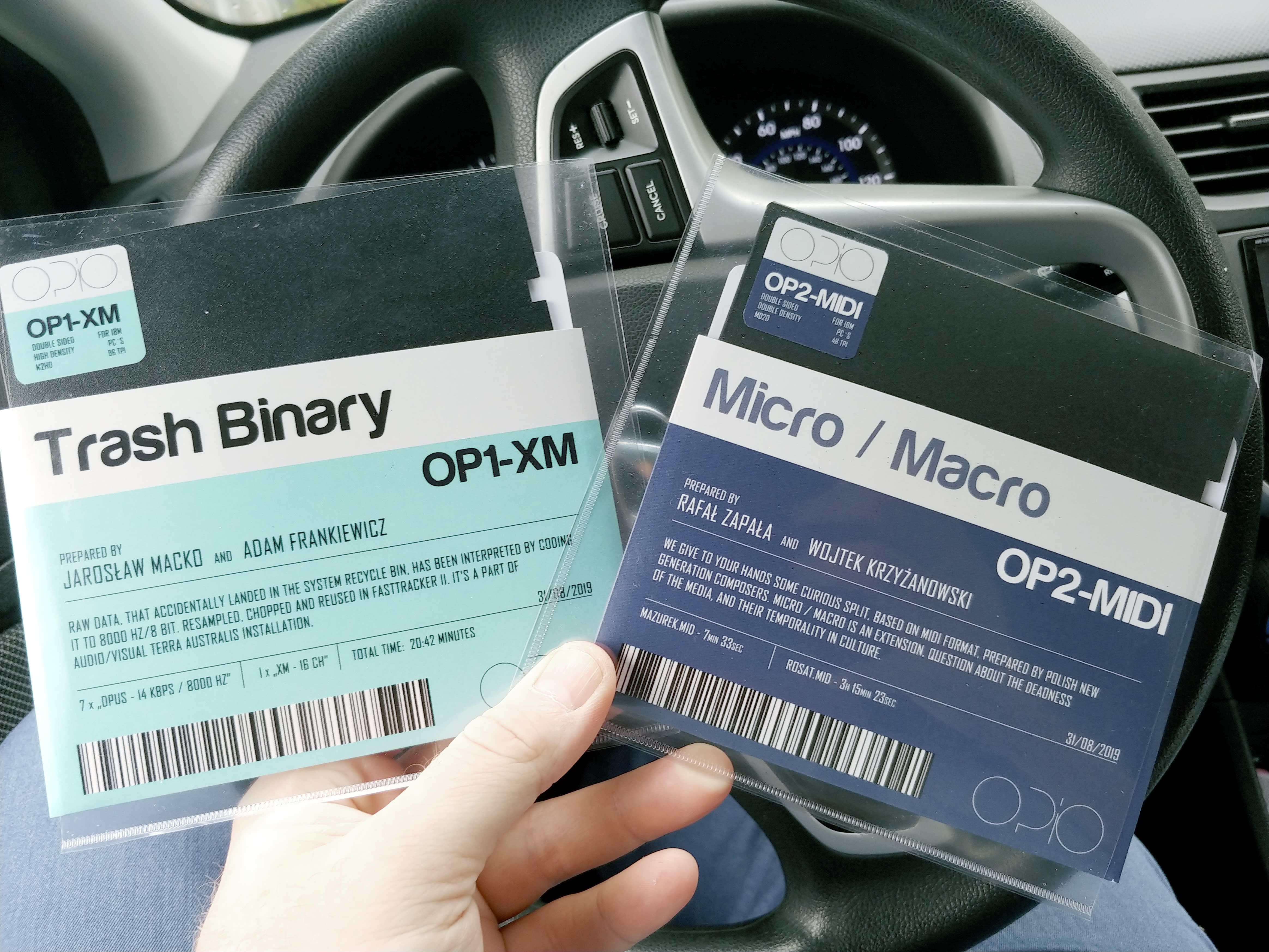 two 5.25" floppy disks containing music