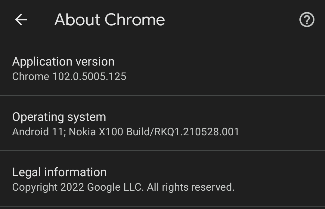 Chrome info