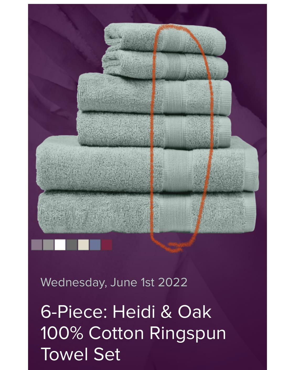 HEIDI & OAK 6-PIECE 100% RINGSPUN COTTON TOWEL SET