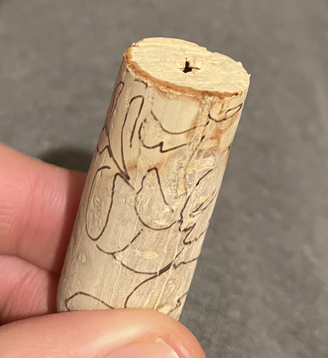 Cork with seepage stains