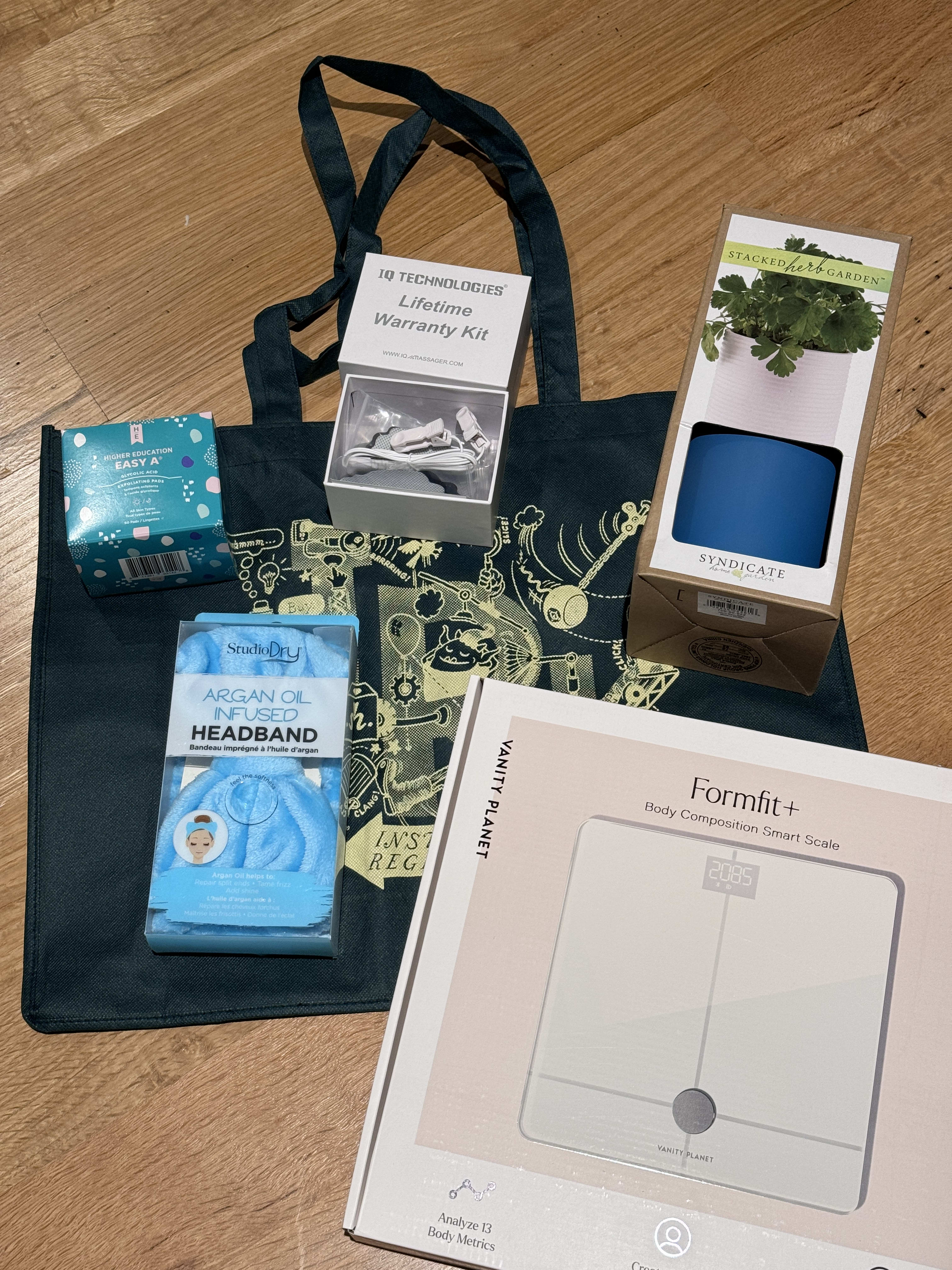 bunch of beauty items. I can regift/ use every item. 