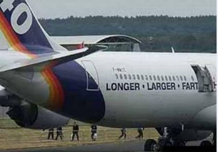 A340 demonstrator with side door open.