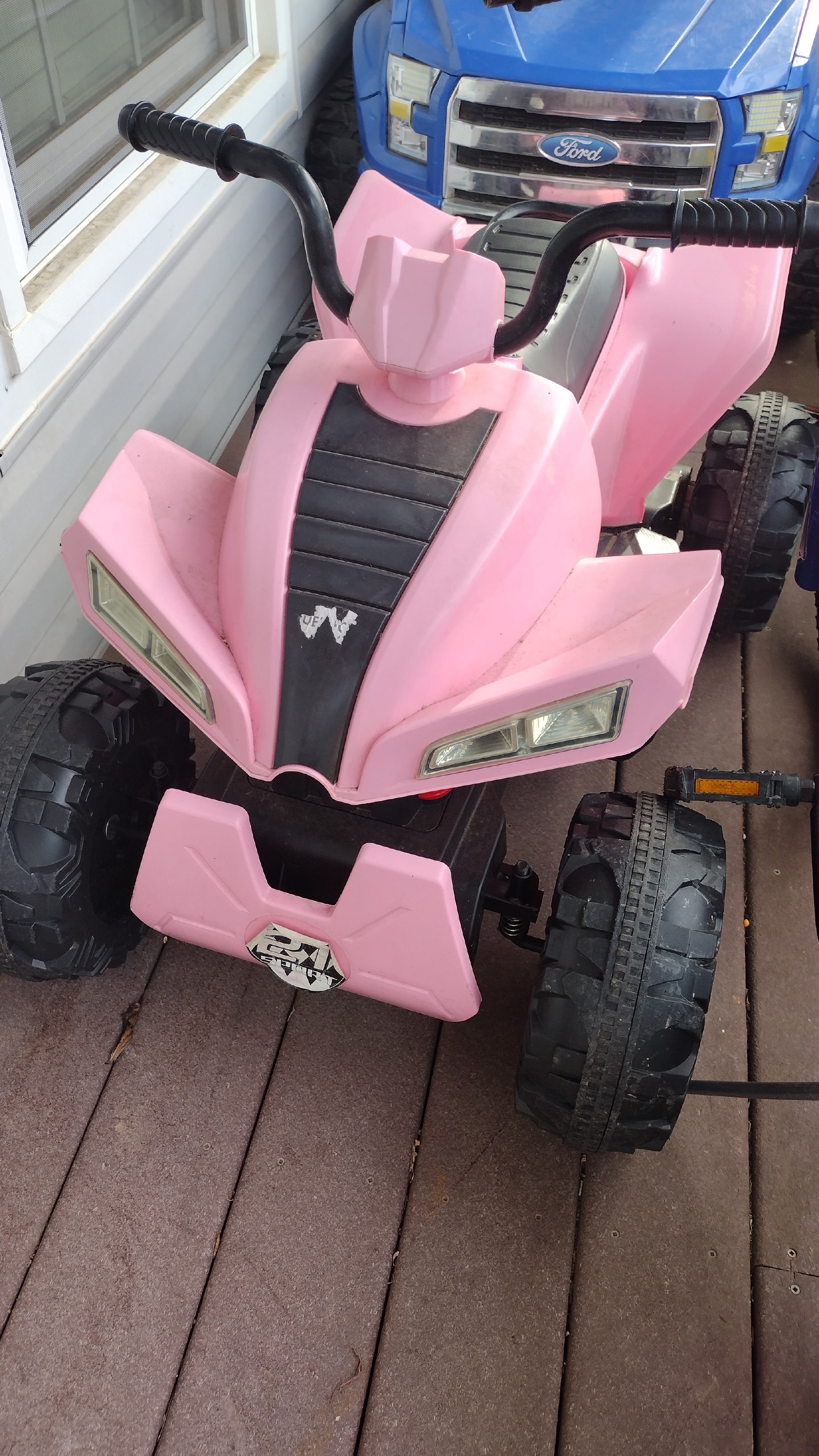 A pink quad generic power wheels; also harder to get rid of because it's pink