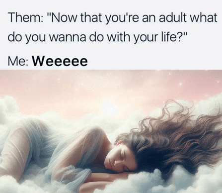 A woman sleeping serenely on a cloud