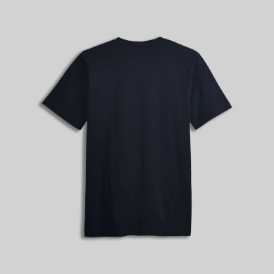 black t-shirt with perfectly matched black Meh logo