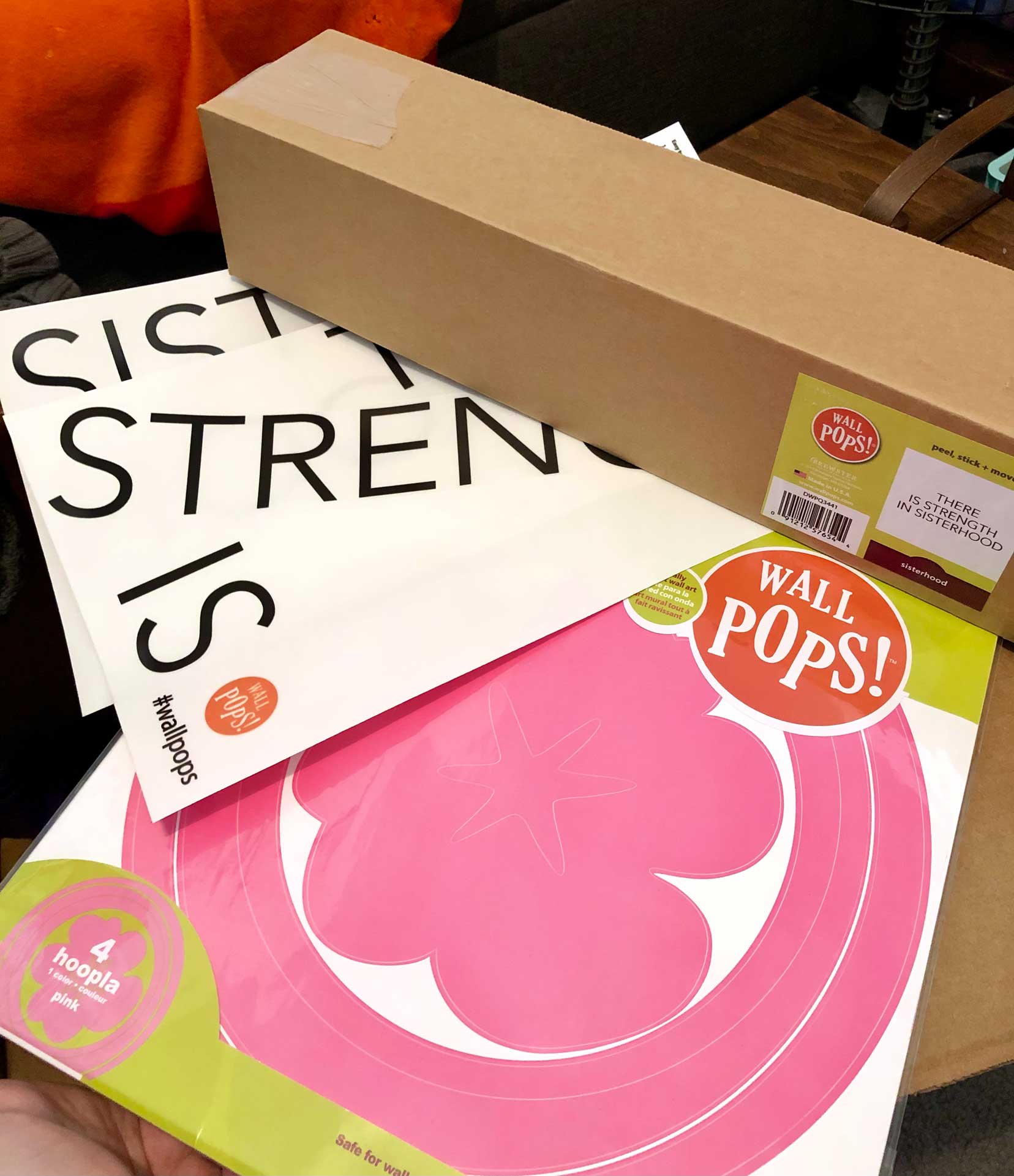 Wall Stickers: Pink loops + There Is Strength In Sisterhood — gave em to nieces