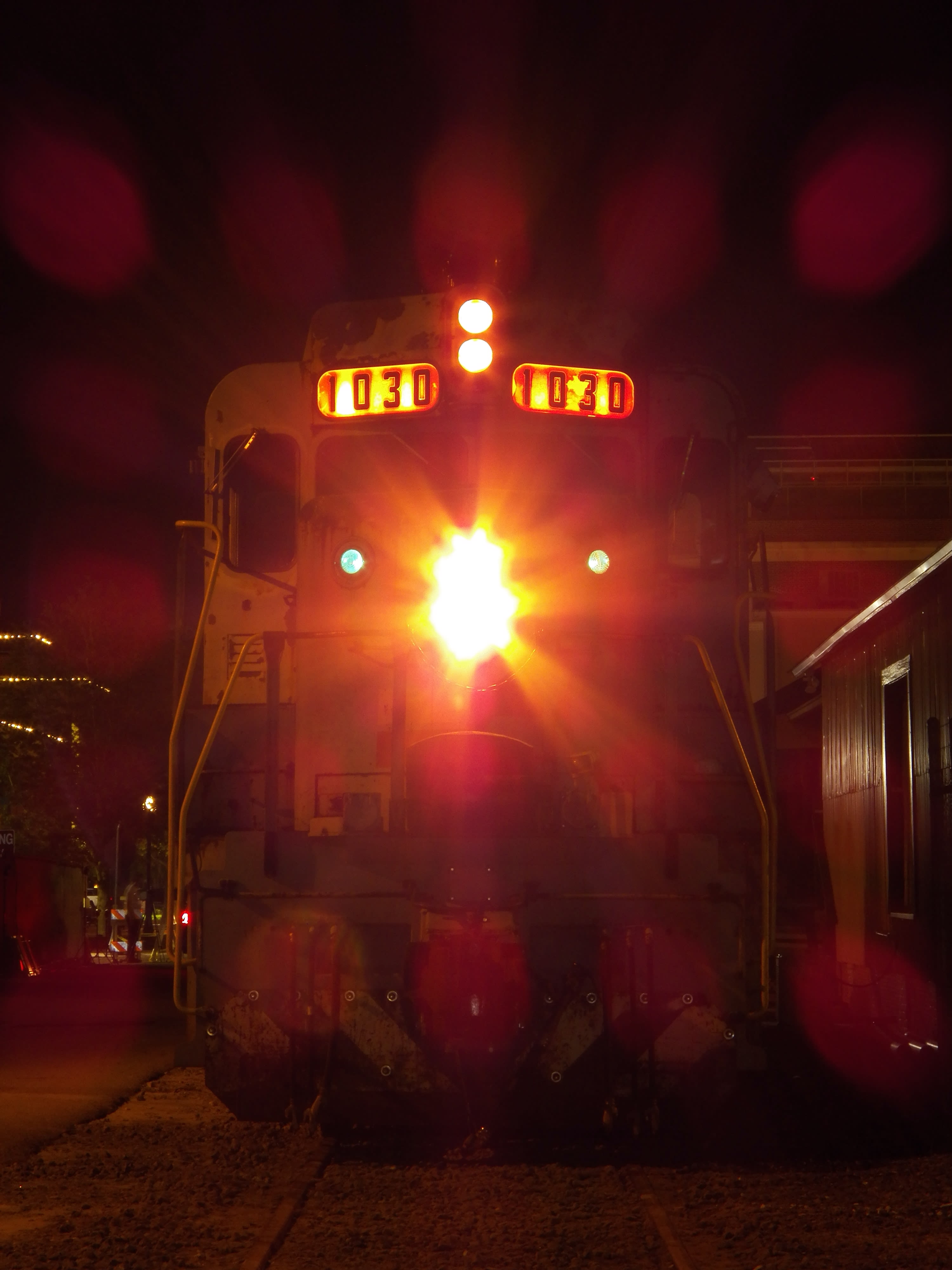 Twin sealed beam headlamp on O&NW EMD GP30 number 1030