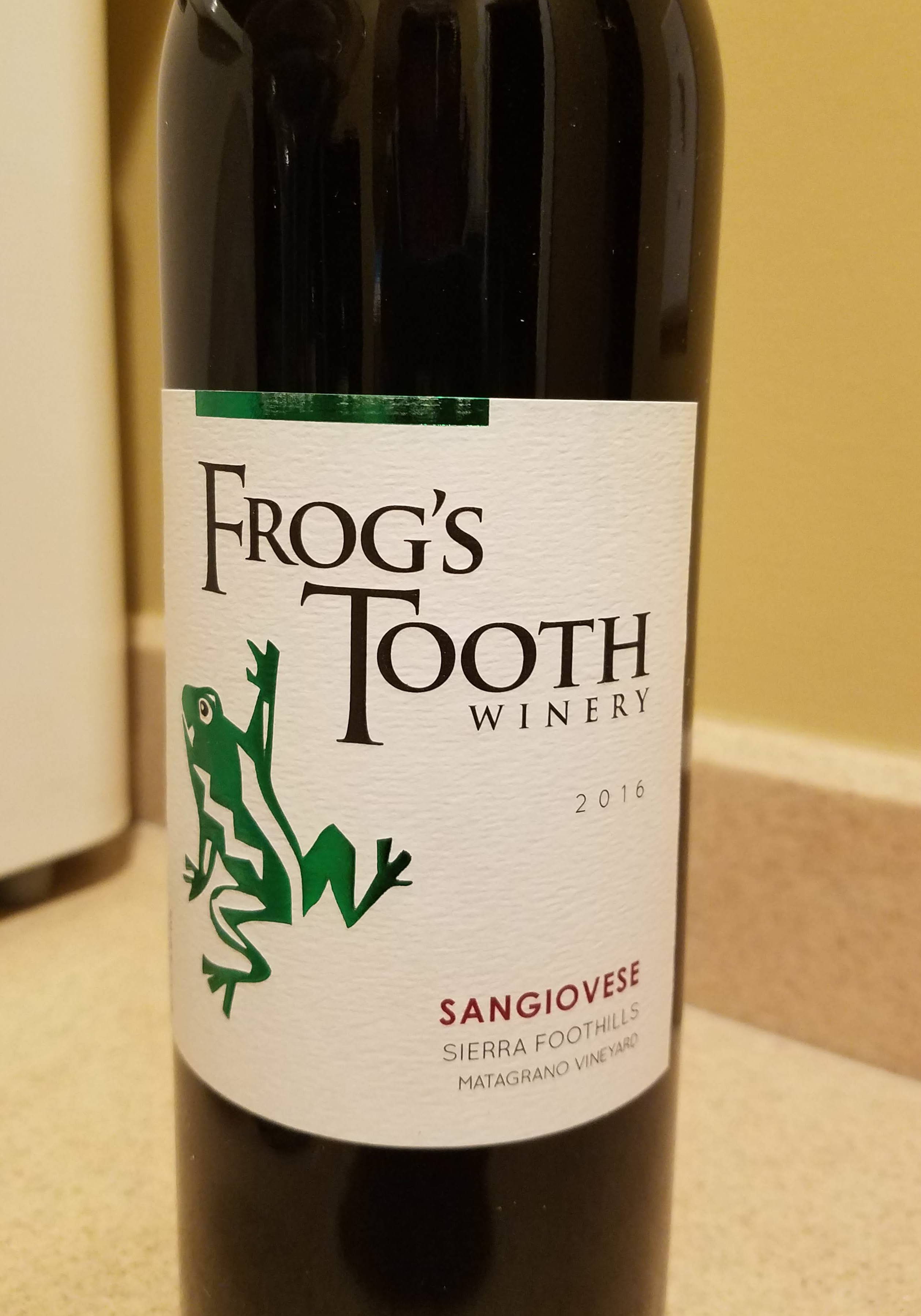 Frog's Tooth 2016 Sangiovese Front Label