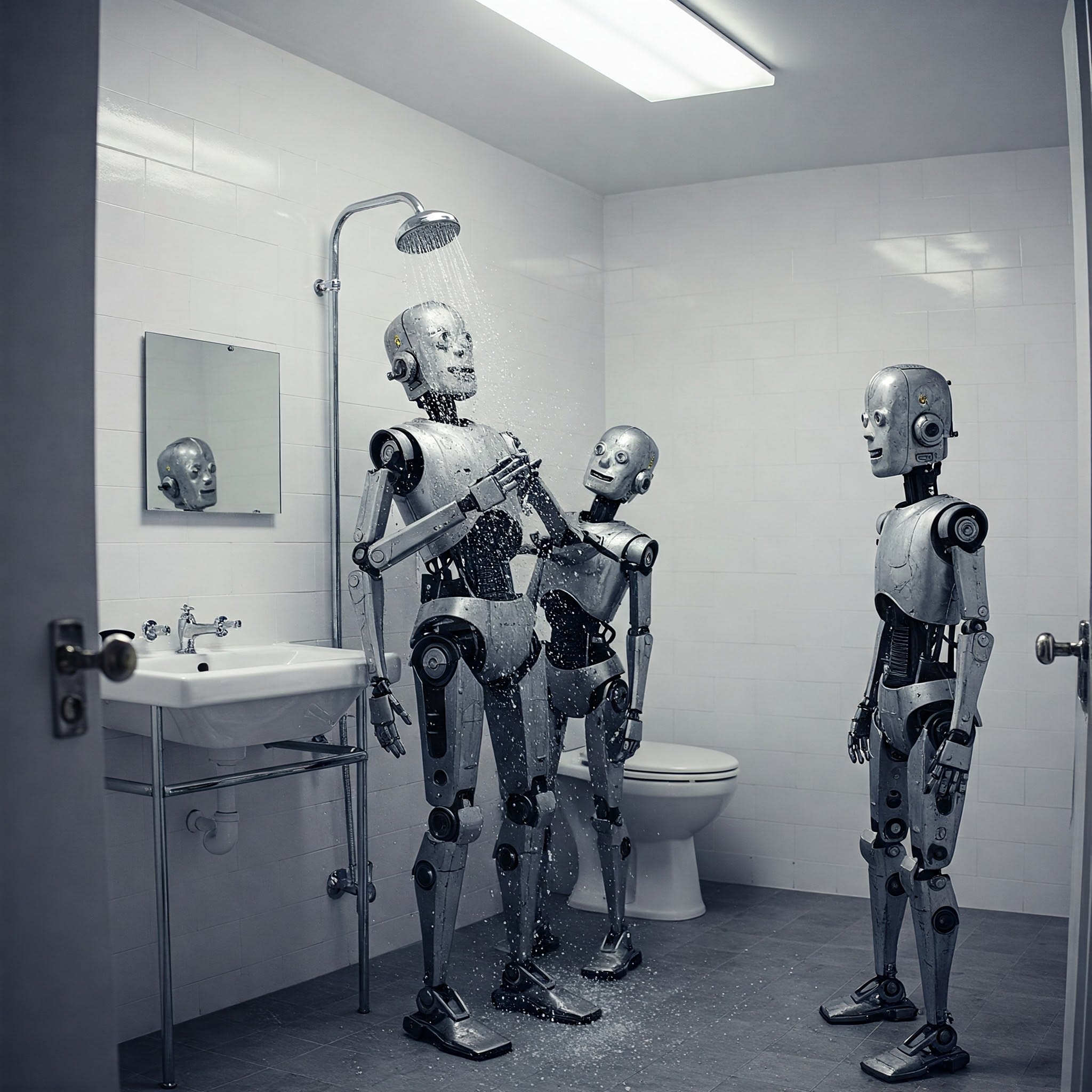 Wonderful! can you make the shower head into an anthropomorphic robot too?