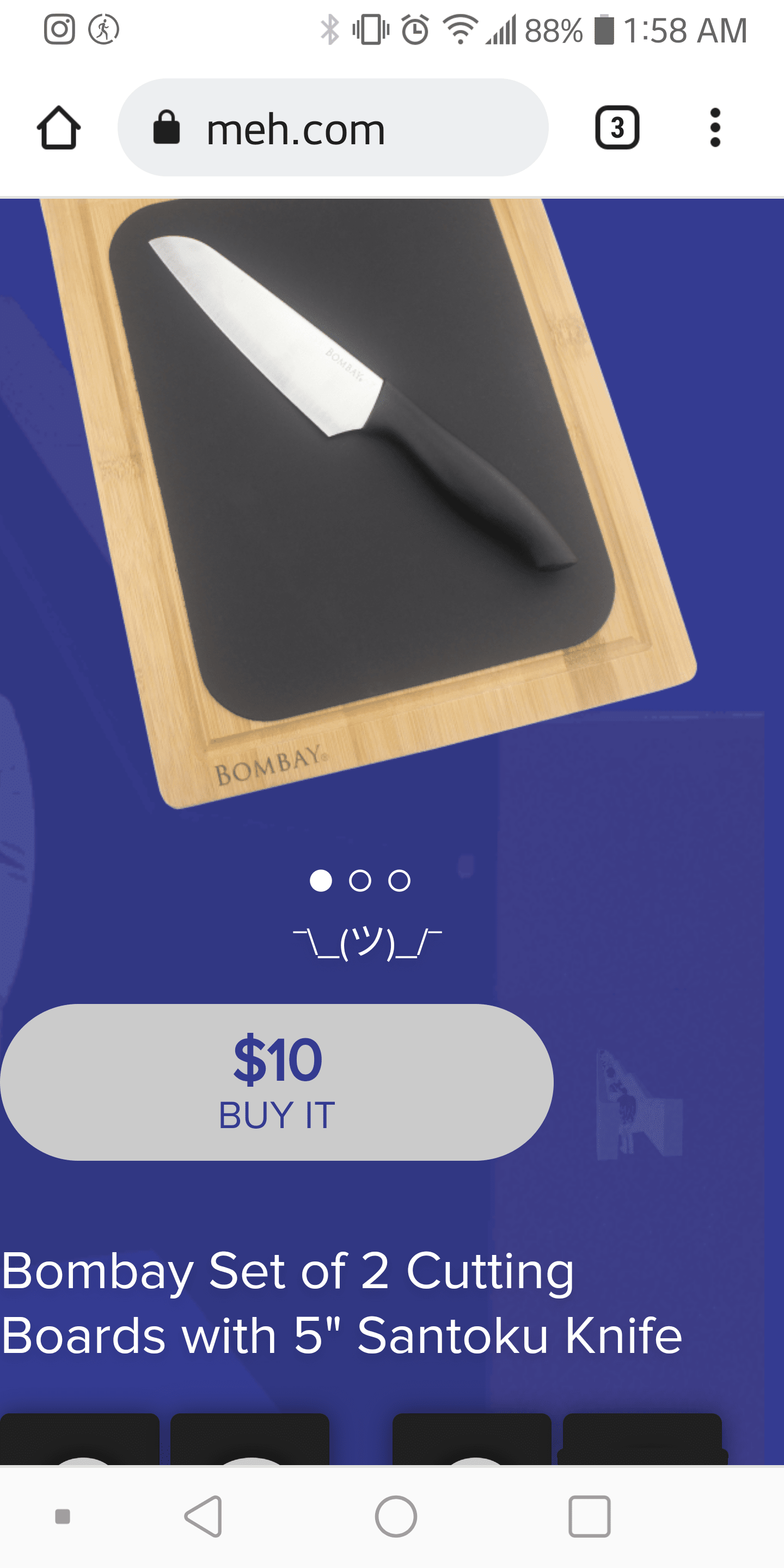 Meh Bombay Set of 2 Cutting Boards with 5" Santoku Knife