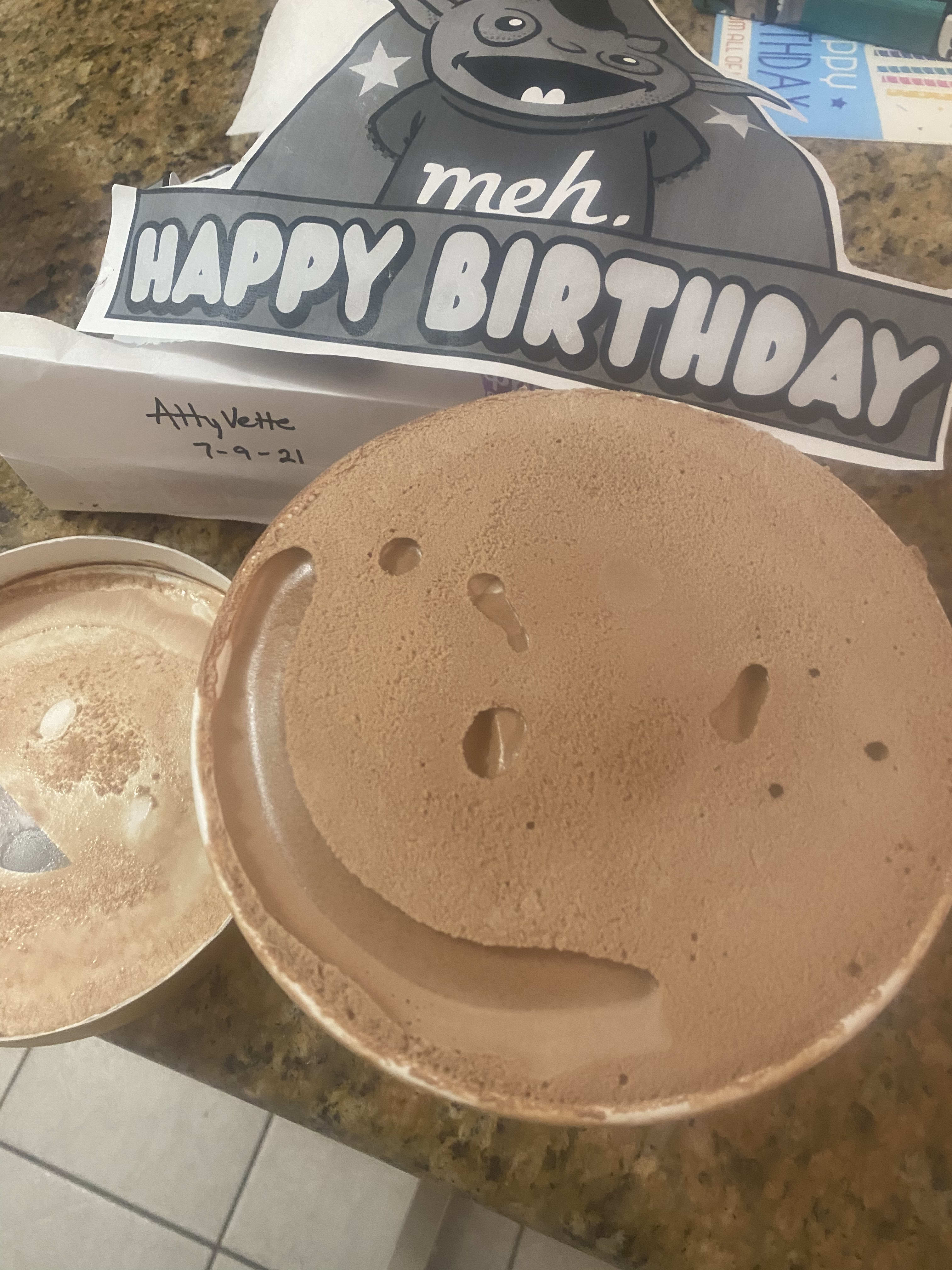 dutch chocolate blue bell ice cream- it really looked exactly like this when opened it 