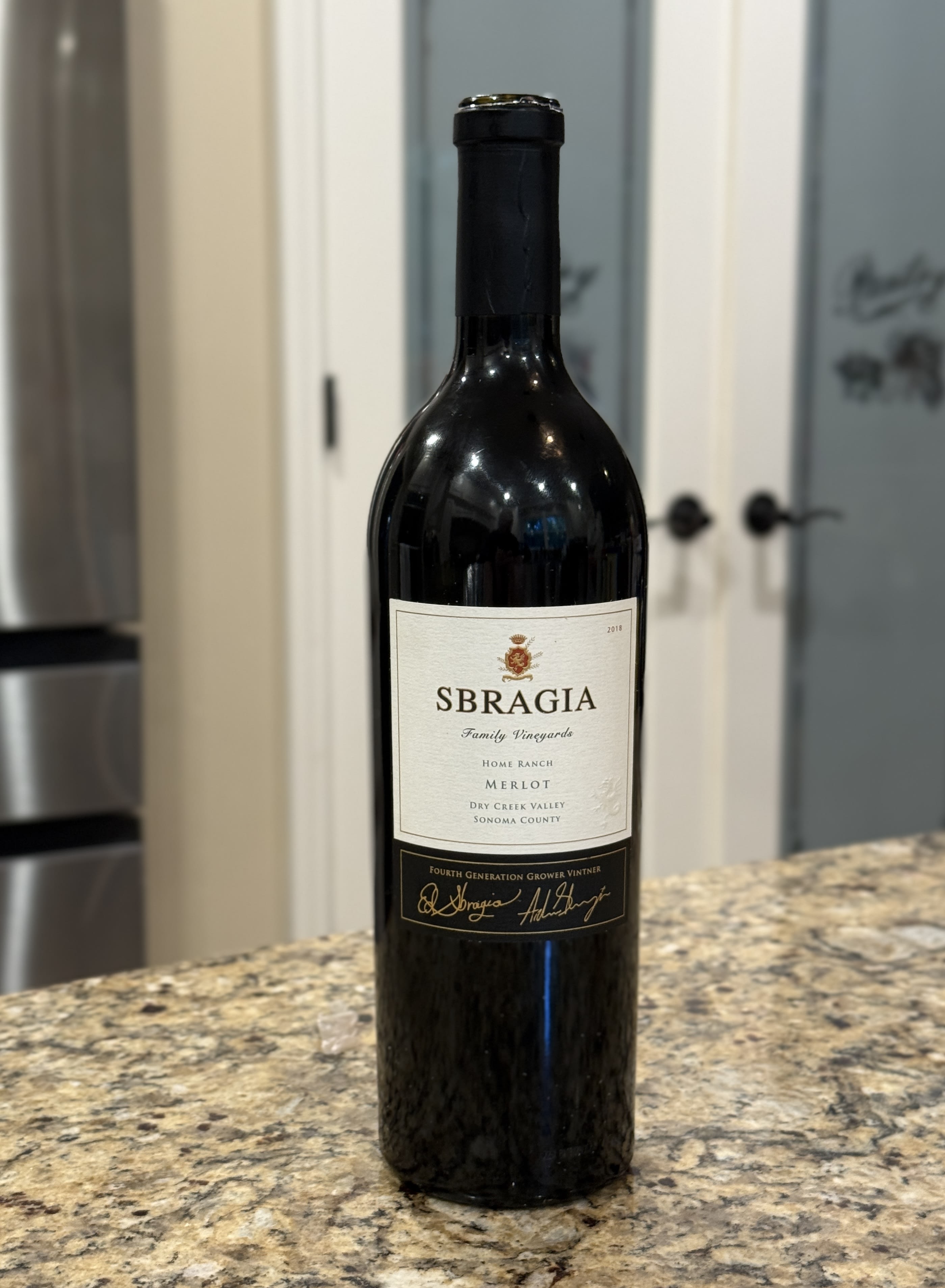 Bottle Shot: 2018 Sbragia Family Merlot Home Ranch